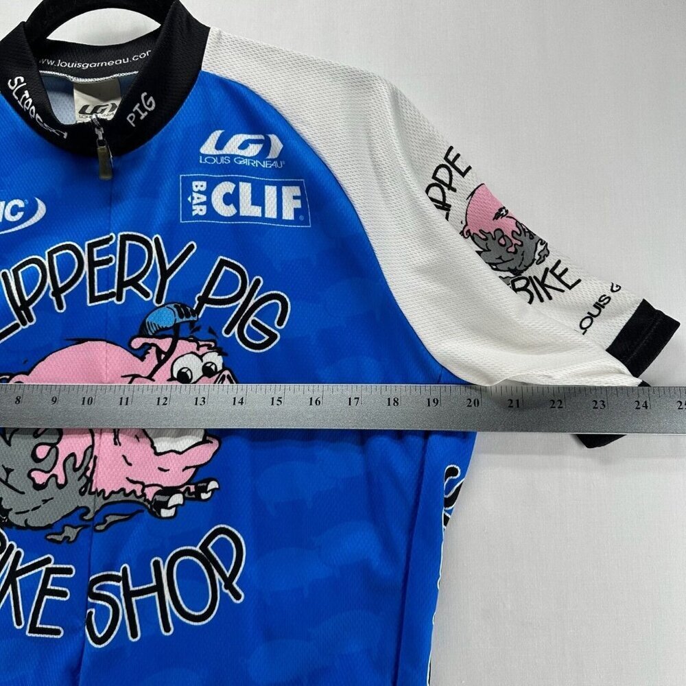 Louis Garneau Cycling Shirt Mens Size S Slippery Pig Bike Shop Graphic Blue - Picture 8 of 10